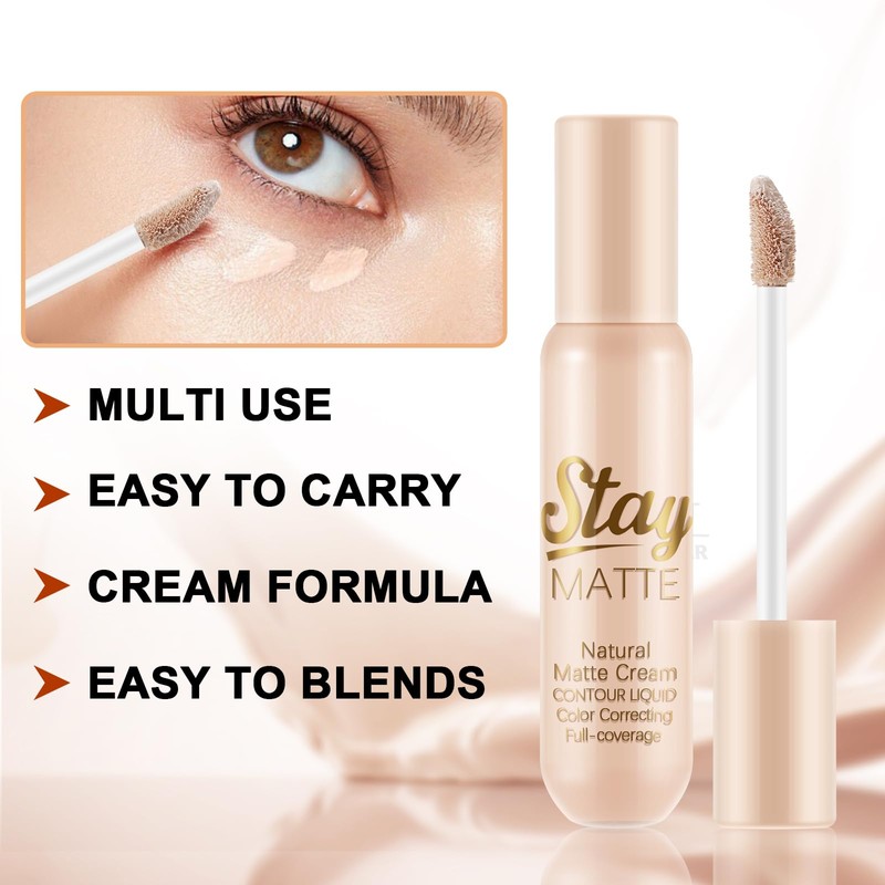 Apooliy 2pcs Cream Contour Highlighter Sticks，Matte Face Shaping & Contouring