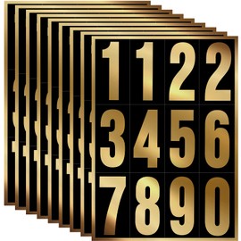Tenare 96 Pieces 8 Set Mailbox Numbers Vinyl Waterproof Numbers 0-9 Self Adhesive Reflective for Outside Signs Door Trucks Address Trash Cars Home Business(3 Inch,Gold in Black)
