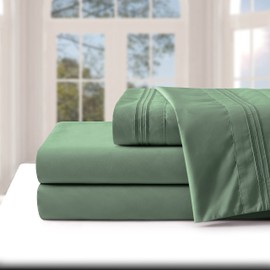Manyshofu Extra Deep Pocket King Size Sheets - Hotel Luxury 1800 Thread Count Sheets & Pillowcases - Microfiber Bedding Set up to 24" Mattress - Sage Green Bed Sheets 18-24 Inch Deep Pockets - 4 Piece