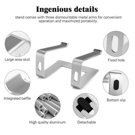 NICEAO Laptop Stand, Aluminum Notebook Stand for Deskï¼ Ergonomic Computer Holder for Laptop, Laptop Riser Compatible with MacBook Air Pro/Lenovo/Dell/HP/More 10-16 Inch PC Notebook, Sliver