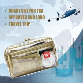 Rough Enough Clear Toiletry Bag TSA Approved Quart Size for Makeup Cosmetic Case Traveling Vacation with Zipper Large Size Stiff Protection
