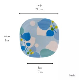 Anforama- Tab and Kit Vajilla Tipo Plastico De Melamina Cuadrada 12 Piezas Bleaf
