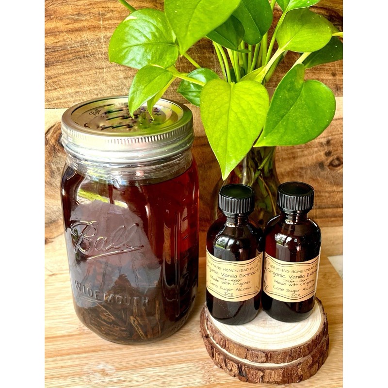 Everything Homestead Plus 2oz Organic Vanilla Extract Cane Sugar Alcohol