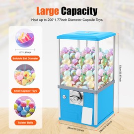 25 Cents Coin Operated Vending Machine, Capsule Vending Machines with Internal Coin Bank and Security Lock, Capsule Toys & Twister Balls Machine Hold 200 Capsule Toys Commercial Gumball Machine
