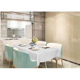 Eugad e771 Ornamental Damask Tablecloth - Silky Gloss Curly / Circular Elegant Design with Hem - Washable and Non-Iron - Choice of Sizes and Colours, 130x220 cm