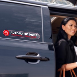 YIKIADA Automatic Door Car Sticker 6 × 1 Inches Vinyl Driver Will Open Door Warning Sign Self Adhesive Removable Vehicle Taxi Decals Automatic Sliding Window Cling 10 Pack
