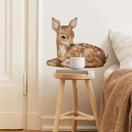 Cute Fawn Deer Wall Stickers, sacinora Cartoon Animal Wall Decals Removable Vinyl Peel and Stick for Living Room Bedroom Kids Baby Nursery Playroom Decorations