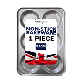 Samuel Groves Giant Yorkshire Pudding Oven Trays Non Stick Made in England (Single, 6 Cup)