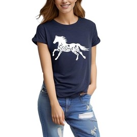Horse Shirts for Women Horse Riding Tee Shirt Animal Lover Gift Western Country Summer Casual Graphic Tees Tops Cyan