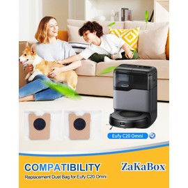 ZaKaBox 8 Pack Hoover Bags for Eufy Omni C20 C10 Robot Vacuum, Replacement Dust Bags Accessories for Eufy