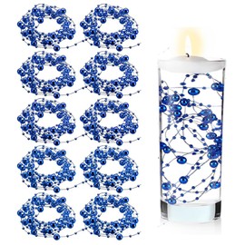 Blue Bead Cord, 18 Pieces Blue Wedding, Golden Wedding Decoration, Floating Candles, Blue Decoration, Suitable for Vase Filling, Wedding, Decoration of Table Central Decoration