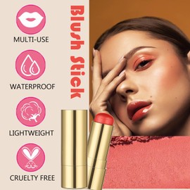 Cream Blush Stick, Cream Contour Stick, 3-in-1 Cheek Blush & Lip Tint & Eyeshadow Long Lasting Lightweight Multi-Stick, Blushers for Cheeks Makeup Easy To Use On The Go(02)