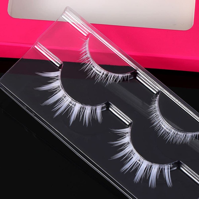 2 Pairs White False Eyelashes Cosplay Eyelashes Fashion Extension Makeup