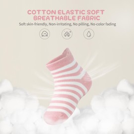 Aroveea Non Slip Grip Ankle Baby Socks 12 Pack for Toddler Boys and Girls Kids Socks,Infant Cute Cotton Baby Socks, Stripe2, 1-3T