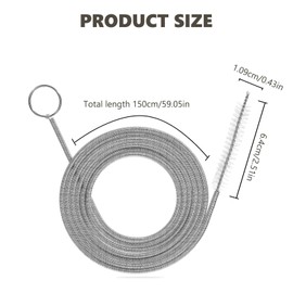 Flexible Feeding Tube Brush,Slim Drain Hole Cleaning Tool,Hose Pipe Cleaning Brush,Unblocker 150cm Drain Cleaning Tool,for Bathroom and Kitchen Plug Hole Hair Remover Tool for Sink,White