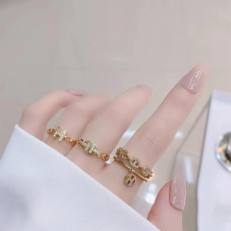 JONAYUOV 18k Gold Plated Adjustable Cubic Zirconia Simulated Diamond Ring