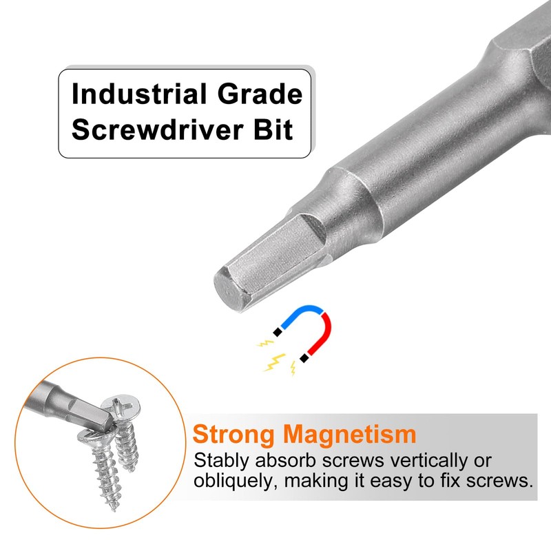 sourcing map 2pcs Square Screwdriver Bit SQ2 1/4" Hex Shank