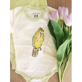 Babysoy Baby Jane Goodall Long Sleeve Animal Bodysuit/Onesie (Kakapo, 18-24 Months)