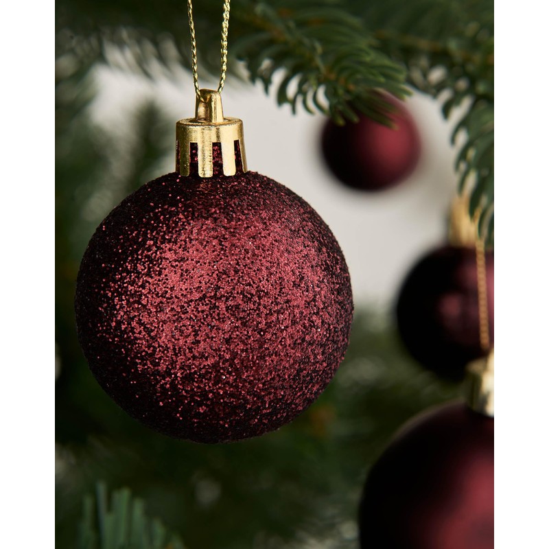 Burgundy Shatterproof Bauble, 50 Pack