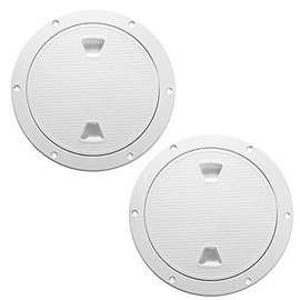 2 PCS White Access Hatch Cover Screw Out Deck Plate Detachable Cover Round Deck Plate Non-Slip(4'' 6'' 8'') (4")