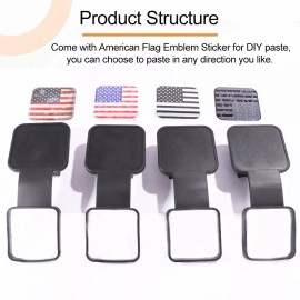 JTtrading 2" Black American Flag Hitch Cover Tow Trailer Receiver Tube Plug Cap 4-Way Flat