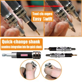 WOWSUPM 29 Pcs Quick Change Countersink Drill Bit Set Flip-over Driver Set with Screwdriver Bits & Screw for Wood