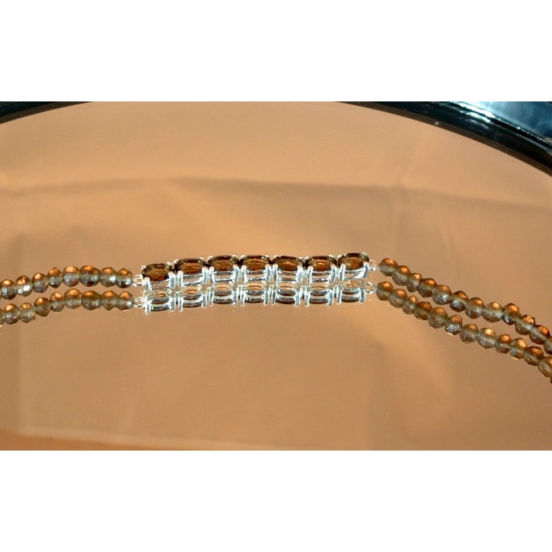 SLC "WoW BEAUTIFUL" SMOKY QUARTZ FACETED & BEADS STERLING SILVER