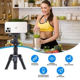 SmaFun SmaFun Wireless Lavalier Microphone for iPhone - Android, iPad, Tablets, Bluetooth Mini Microphone with Noise Canceling,65FT Transmission,6H Battery Life, Professional Lapel Mic for Video Recording