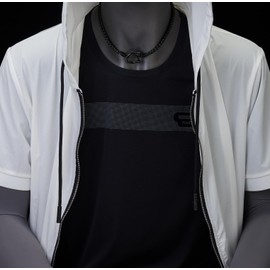 COOLSTEELANDBEYOND Mens Women Black Steel Foxtail Wheat Chain Necklace, Screw Anchor Shackle Nautical Sailor Clasp