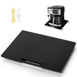 Baemin Acrylic Appliance Slider with Rubber Wheels, Sliding Tray for Heavy Kitchen Appliances, Coffee Maker Slider Tray for Counter, Countertop Moving Tray Accessories for Kitchen - 13" x 14" (Black)