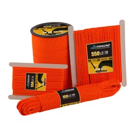 FISHLUND Reflective Paracord 550 lb, 7 Strand Type III Paracord Rope 50ft, High Strength Nylon Parachute Cord for Camping, Survival, Fishing, Tactical and Hiking, Neon Orange