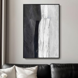 Framed Black and White Abstract Wall Art, Modern Large Canvas Paintings Artwork for Walls, Minimalist Art Prints Pictures for Living Room Hallway Bedroom Office Bathroom Art Wall Decor 24x36 Inch