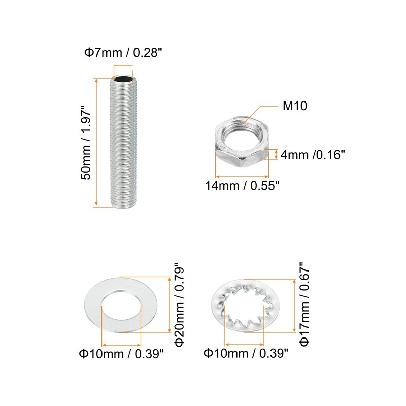 PATIKIL M10 Thread 1.97 Inch Lamp Cable Kit with Lock