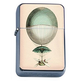 Perfection In Style Silver Flip Top Oil Lighter Vintage Hot Air Ballon Design 008