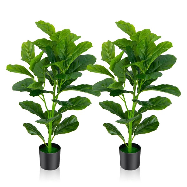 SlickBlue 2 Pack Artificial Fiddle Leaf Fig Tree Lifelike Indoor