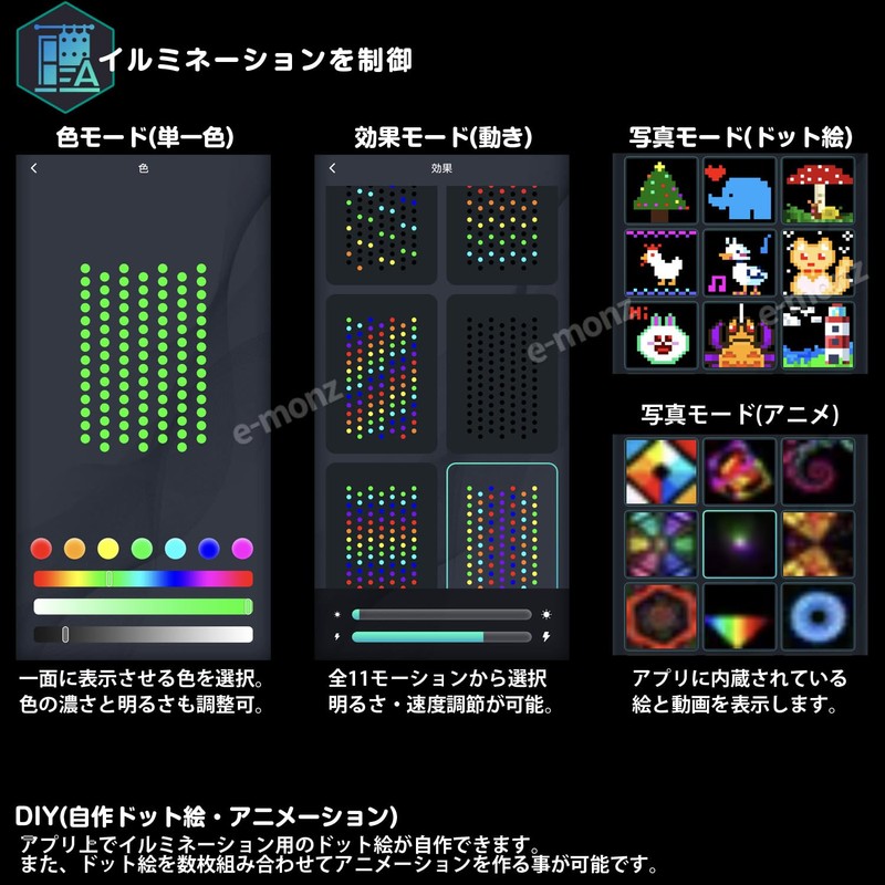 Emons LED Curtain Light, Dot Picture Anime, 400 Balls, 6.6
