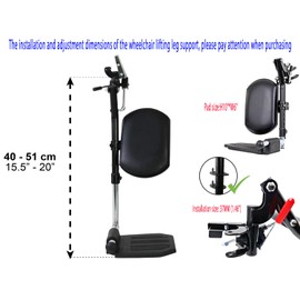 Heavy Duty Wheelchair elevating Leg Rest, w/Calf pad, Aluminum Footplates, Compatible with 22”-24" Bariatric Heavy Duty Wheelchair, Transport Chair,Reclining Wheelchair.Universal Parts, (1pr,Black)