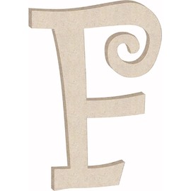 Unfinished 6 Inch Wooden Letter F Curlz Font, Blank Wood Alphabet Girl Letters for Nursery Wall Decor, Paintable Crafts