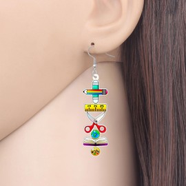 YINYA Acrylic Funny School Supplies Earrings Stationery Dangle Drop Teacher Appreciation Gifts for Women Girls Kids Back To School Jewelry (Multi B)