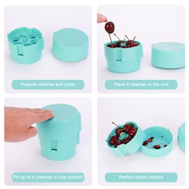 Cherry Pitter - Portable Cherry Pitter Corer Tool, Pits up to 6 Cherries at Once, Dishwasher Safe, ABS Construction