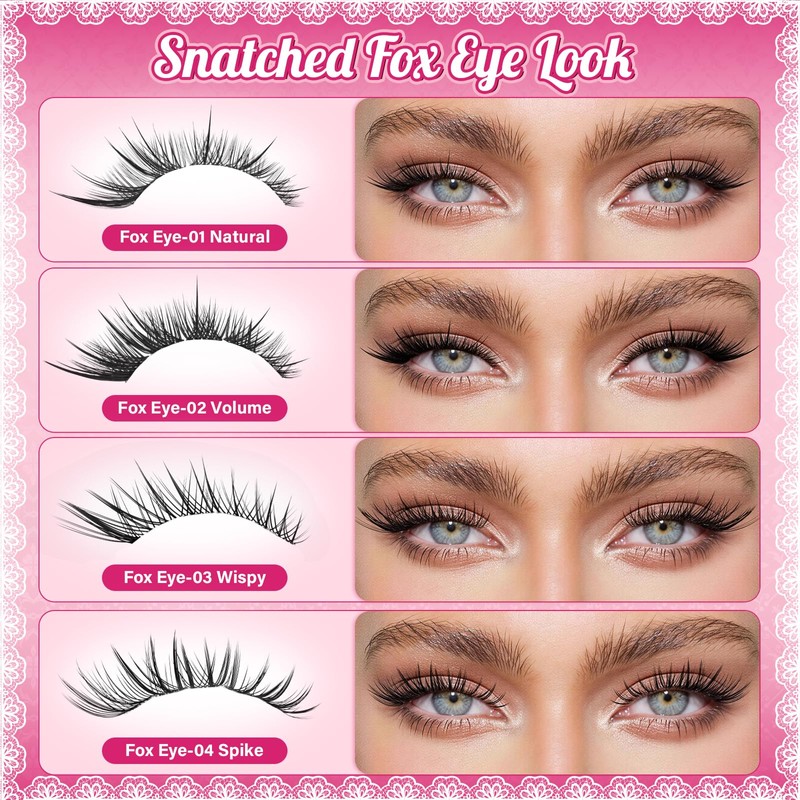 PROLASHBEAUTY Fox Eye Lash Clusters with Spikes Waterproof Lightweight Cat