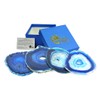 Genuine Blue Agate Coasters - Set of 4 Gift Boxed
