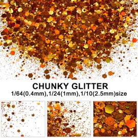 Light Orange - Craft Glitter - 2oz Glitter Shaker Bright Colorful Holographic Mix Chunky Body Glitter Bulk Wholesale 24 Colors in Shaker Cosmetic Glitter - EBLB401
