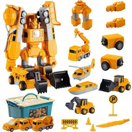 YANGUN Constructo Modular Transforming Toy Set, 35 Pcs Magnetic Transform Engineering Car Assembled Toys, Transforming Robot Car Toy with Storage Box,Magnetic Modular Transforming Toy Set for Kids Boy