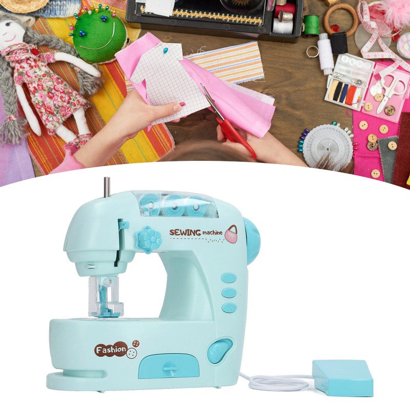 Children Electric Sewing Machine Toy with Threader Ruler Interesting Small