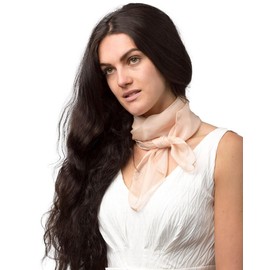 Basic Sense Square Chiffon Scarf Retro Lightweight Neck Scarves Bandana for Women, Nude Peach