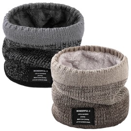 DKDDSSS Pack of 2 Winter Tube Scarf, Winter Neck Tube Men's Ski, Scarf Men's Winter Scarf, Thick Fleece Loop Scarf, Windproof for Mask, for Men and Women, gray
