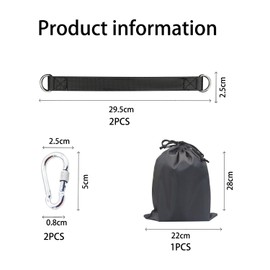 GVSAVY 2 Slings, 2 Hooks, 1 Storage Bag, Swing Hanging Kit, Swing Attachment, Nylon Sling for Fitness Training, Hanging Swing