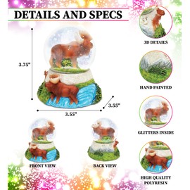 COTA Global Moose Stone Snow Globe - Sparkly Water Globe Figurine with Sparkling Glitter, Collectible Novelty Ornament for Home Decor, for Birthdays, Christmas, and Valentine's Day