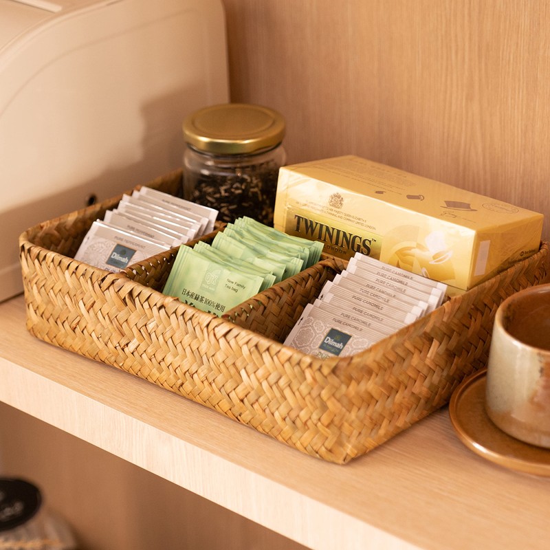 YANGQIHOME Tea Bag/Sugar Packet Holder, Coffee Station Condiment Organizer, Seagrass